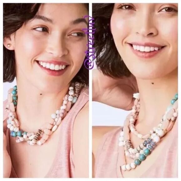 Stella & Dot Brix Statement Necklace Pastel Beads 9-in-1 Versatile - Picture 7 of 10